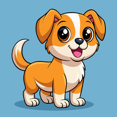 Obraz premium Cute Cartoon Puppy – Big Eyes, Floppy Ears, Orange Fur, Adorable Character Design