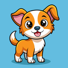 Cute Cartoon Puppy – Big Eyes, Floppy Ears, Orange Fur, Adorable Character Design