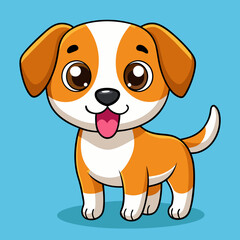 Cute Cartoon Puppy – Big Eyes, Floppy Ears, Orange Fur, Adorable Character Design