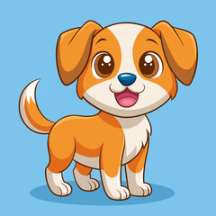 Obraz premium Cute Cartoon Puppy – Big Eyes, Floppy Ears, Orange Fur, Adorable Character Design