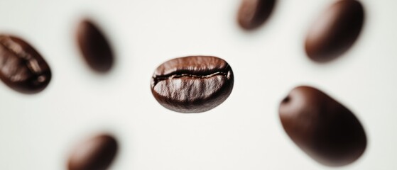 Fototapeta premium close up of coffee beans on a white background