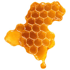 Golden Honeycombs Isolated on Transparent Background