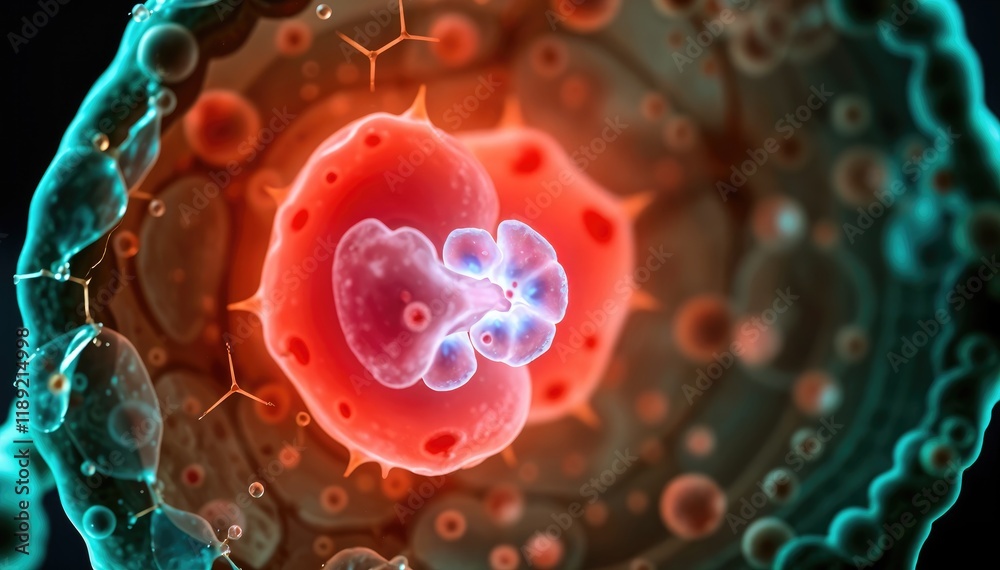 Poster Microscopic view of cellular structures and processes of cell division interaction