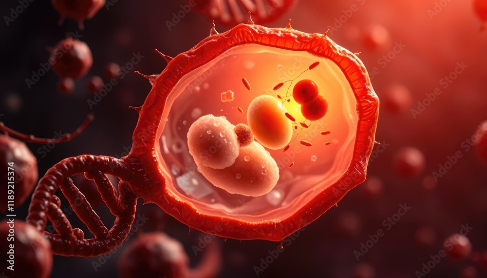 Poster Microscopic view of cellular structures and DNA