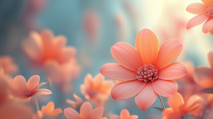 Fototapeta premium Mother's Day greeting card featuring vibrant floral hues matte pastel backgrounds