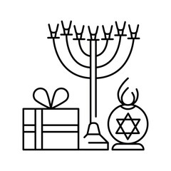 Hanukkah color icon. Judaism religion.