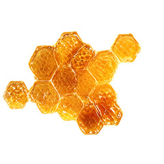 Golden Honeycombs Isolated on Transparent Background