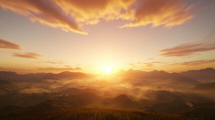 Crimson sunset over majestic mountains nature landscape tranquil evening atmosphere elevated viewpoint