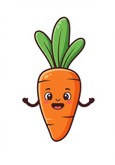 Happy Cartoon Carrot Character Illustration Cute Vegetable Mascot Design