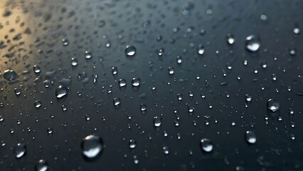 Water droplets on a dark surface creates a captivating background for business presentation material
