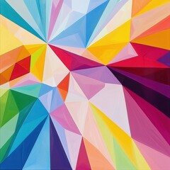 Obraz premium Vibrant geometric art exhibition modern gallery abstract geometry urban environment contemporary viewpoint bold aesthetics