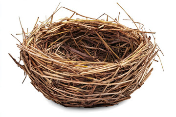 Obraz premium An empty bird's nest isolated on a transparent background. 