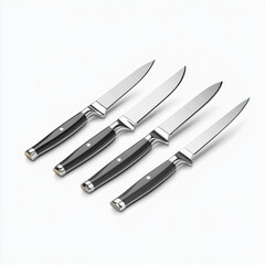 Fototapeta premium High quality kitchen knives with sleek black handles and stainless steel blades, perfect for culinary tasks and enhancing kitchen aesthetics