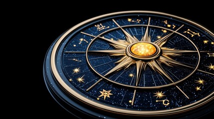 Obraz premium Celestial Compass Displaying Zodiac Signs and Cosmic Elements
