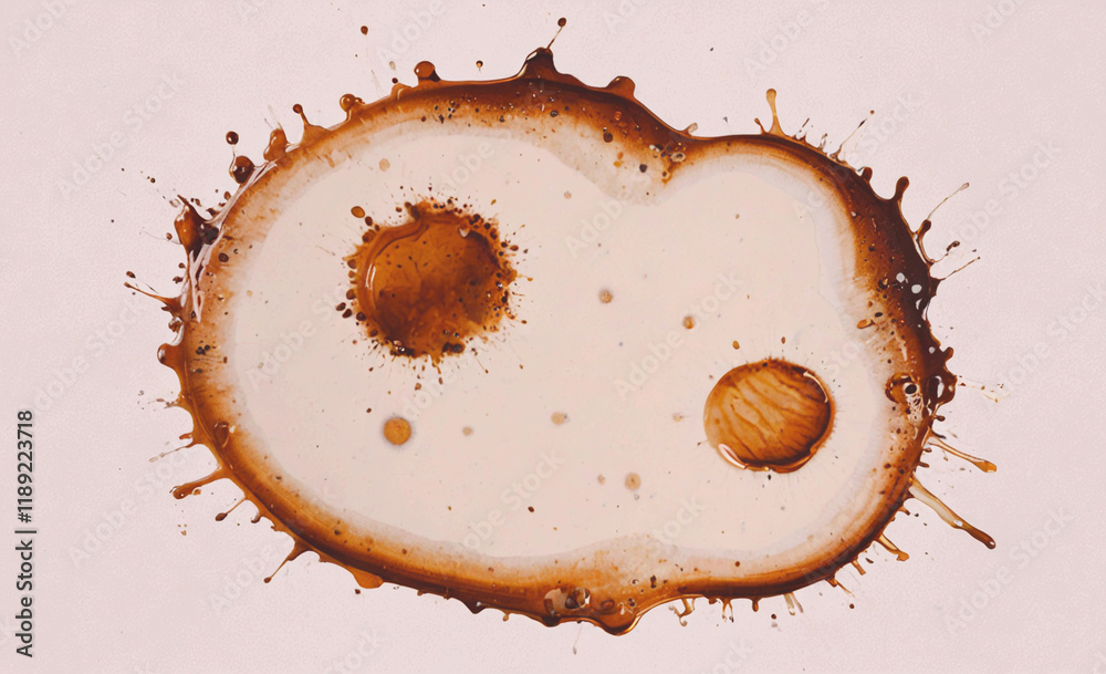 Poster Brown stain on a white surface. The stain is in the shape of a circle. There are two smaller circles inside the larger circle