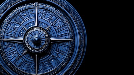 Naklejka premium Blue Compass Design with Intricate Details and Elegant Patterns