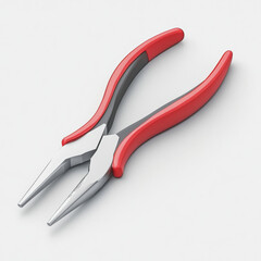Obraz premium Pliers with red rubber grips and stainless steel jaws, ideal for precision tasks and repairs. Perfect for DIY enthusiasts and professionals alike