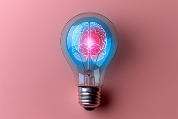 Innovative Concept of a Brain Inside a Light Bulb - Representing Ideas and Creativity