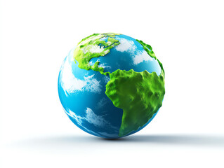 Fototapeta premium Globe of Earth with vibrant colors, white isolated background.