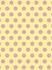 cute pink floral pattern with yellow background
