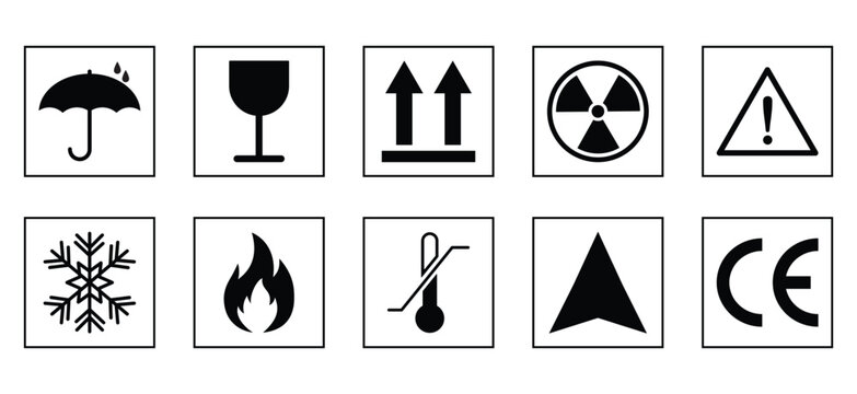 Collection of Industrial Safety and Warning Icon Isolated on White Background