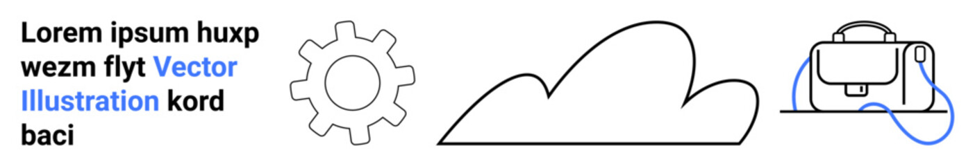 Obraz premium Gear, cloud, and briefcase icons next to placeholder text. Ideal for technology themes, business branding, cloud computing services, educational material, corporate presentations, software