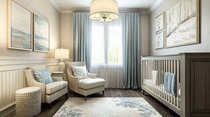Cozy and Elegant Nursery with Soft Colors and Modern Decor
