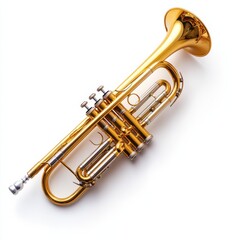 Obraz premium Golden trumpet isolated on white background.