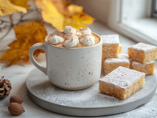 Image of Food: Tea and Sweets Arranged on the Dining Table