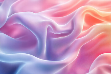 Fototapeta premium Colorful silk fabric drapes gracefully, showcasing a blend of soft hues and elegant textures. Abstract background, soft colors, fluid fabric, holographic gradient, silk texture