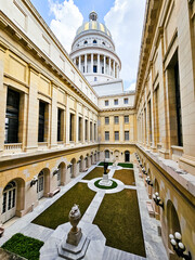Havana architecture, capitol in cuba, day city, capitol with illumination, main square in havana, retro car on the street of havana in front of the capitol,