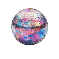 Disco Ball Shimmering in the Dark: A Colorful Sphere of Mirrored Tiles Reflecting Light