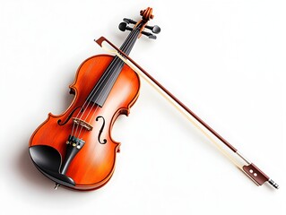 Fototapeta premium Photo of a Violin with a Bow Against a White Background