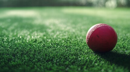 Naklejka premium cricket player equipment on the green grass