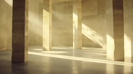 Sunlit Columns in a Minimalist Interior Space