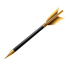 Stylized golden arrow on a white isolated background.