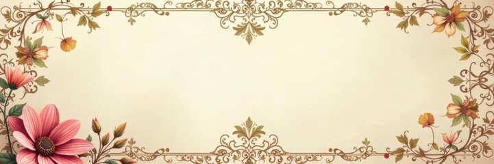 Elegant beige background with intricate floral damask ornaments , rococo, repeat, design