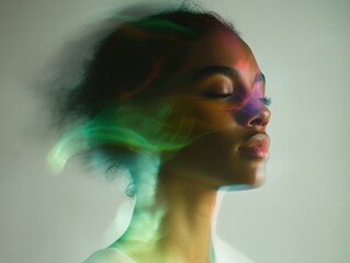 a portrait of a woman with light effect