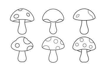 Mushroom (Agaricus bisporus) design, labeled line art vector illustration