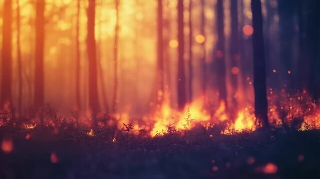 Forest Fire at Dusk: A Burning Landscape