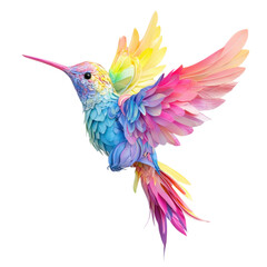 Obraz premium Vibrant Rainbow Hummingbird in Flight: A Masterpiece of Digital Art