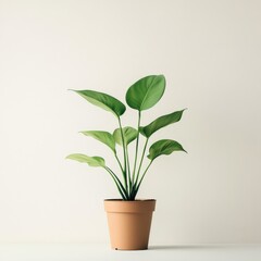 a potted green plant against a white background