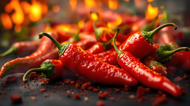 Hot and Spicy Food Theme Background with Red Chili Peppers for International Hot and Spicy Food Day - Powered by Adobe
