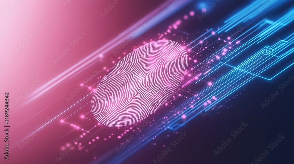 Poster digital fingerprint authentication. secure entry system. biometric tech. advanced security feature. 