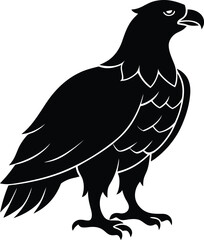 Standing Eagle vector, Eagle silhouette vector, Eagle line art vector illustration design