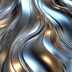 Fluid metallic waves create a mesmerizing abstract art design
