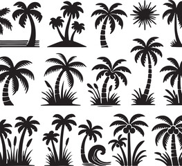 A tree silhouette, icon,  white background 