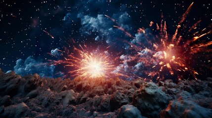 Fototapeta premium A photo of fireworks and space debris