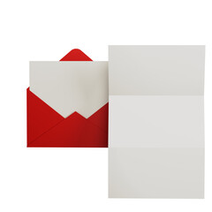 3d render of red romantic letter envelop love concept