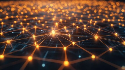 Fototapeta premium Digital network connections glowing in a geometric pattern